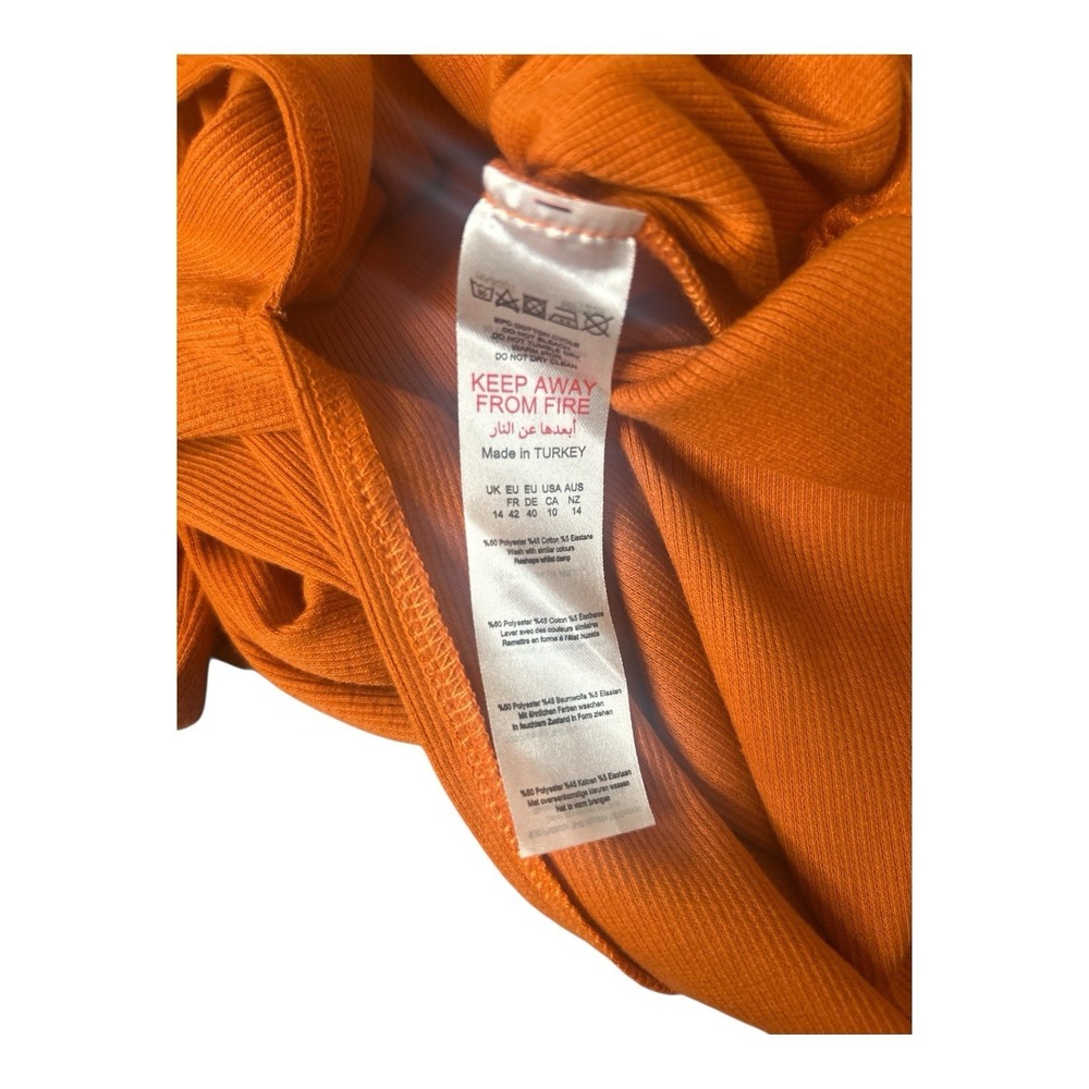 Boohoo Ribbed Cutout Back Midi Dress Rust Long Sleeve Bodycon US 10 NWT - Picture 8 of 8